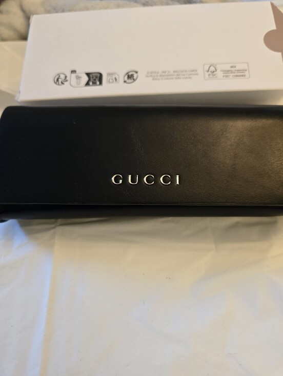 Gucci Black Square Sunglasses with Gold Interlocking G Accent. NEW main image 6